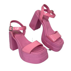 Aldo Taina Sandals‎ Womens Sz 6 Pink Leather Strappy Chunky Heel Platform